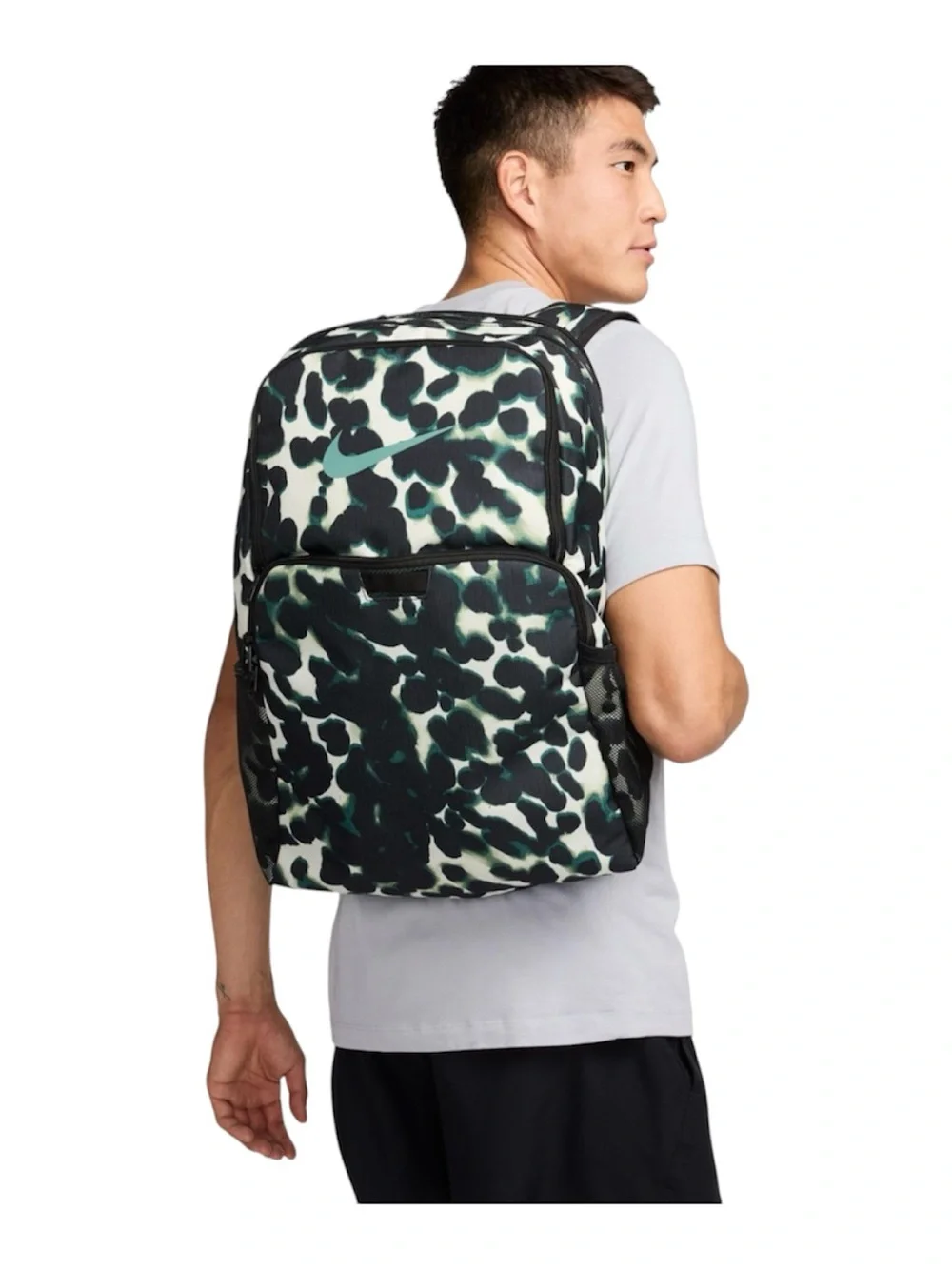 Nike Brasilia Backpack Mochila Aurora Green White Polka Dot FN1357-010 School